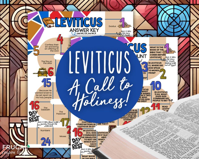 May include: A colorful educational poster with the title "Leviticus: A Call to Holiness!" and an open Bible. The poster includes text and numbers, with the words "Answer Key" at the top.