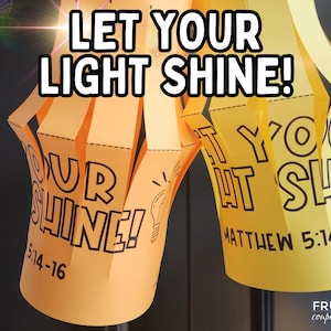 Let Your Light Shine Lantern Craft for Kids, Light of the World Sunday School Activity Printable, Jesus Sermon on the Mount Matthew 5:14-16