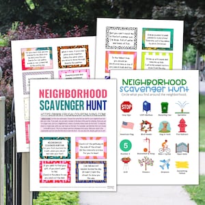 20 Chasse au trésor de quartier pour les enfants | Rhyming Riddles Treasure Hunt Clues Cards for the Neighborhood | Activités amusantes pour les enfants PDF imprimable
