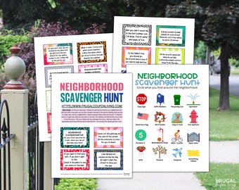 20 Neighborhood Scavenger Hunt for Kids | Rhyming Riddles Treasure Hunt Clues Cards for the Neighborhood | Fun Kids Activities Printable PDF