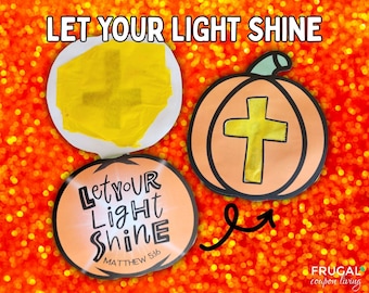 Let Your Light Shine Pumpkin Craft, Matthew 5:16 Printable Pumpkin Light with Cross, Christian Fall Activity, Kids' Sermon on the Mount Set