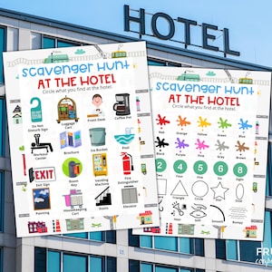 Hotel Scavenger Hunt | Two Printable Hotel Scavenger Hunt Lists | Staycation or Travel Treasure Hunt for Kids | Indoor Resort Scavenger Hunt