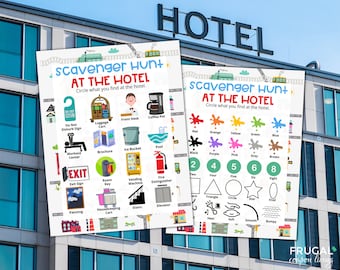 Hotel Scavenger Hunt | Two Printable Hotel Scavenger Hunt Lists | Staycation or Travel Treasure Hunt for Kids | Indoor Resort Scavenger Hunt