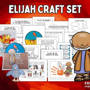 Elijah Crafts Bundle for Kids, 1 Kings Elijah & the Prophets of Baal Activity Set, Elijah Fed by Ravens Sunday School Printable Bible Lesson