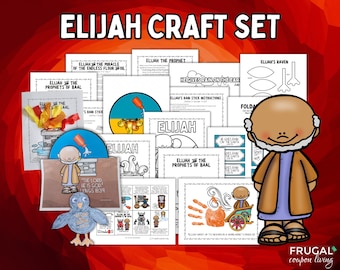 Elijah Crafts Bundle for Kids, 1 Kings Elijah & the Prophets of Baal Activity Set, Elijah Fed by Ravens Sunday School Printable Bible Lesson