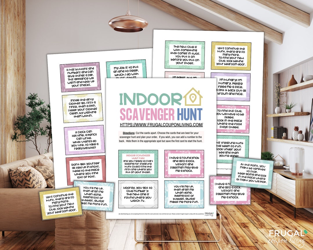 20 Indoor Scavenger Hunt Riddles for Kids PDF Fun Indoor Etsy
