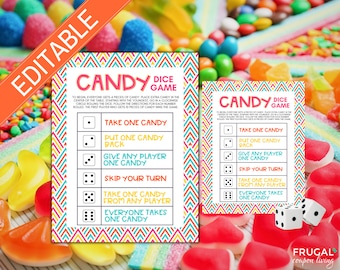 Candy Dice Game | Editable Dice Game Printable | Group Party Game for All Ages | Fun Activity Left Right Game | Printable Birthday Games |