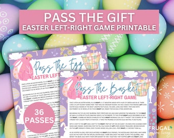 Easter Pass the Gift Game | Easter Left Right Game Pass the Parcel Printable PDF | Easter Bunny Story Pass the Gift Exchange Game for Kids