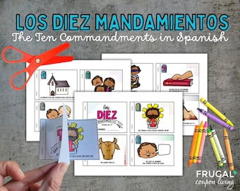 Los Diez Mandamientos Book Flipbook Printable, Old Testament Bible En Español Ten Commandments Coloring Book, Moses Sunday School Lesson