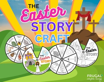 Easter Story Wheel Printable | Sunday School Easter Craft for Kids | Church Easter Activity Spinner Wheel | He is Risen Sunday School Lesson