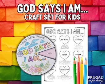 Identity in Christ Coloring Wheel for Kids, Teaching God's Promises, Biblical Truths, 10 Christian God Says I Am Affirmations Bible Verses