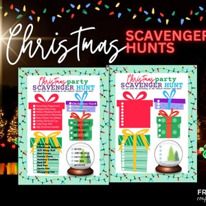 Christmas Scavenger Hunt List, Fun Christmas Game Printable Scavenger Hunt for Kids & Adults, Editable Holiday Scavenger Hunt List Template