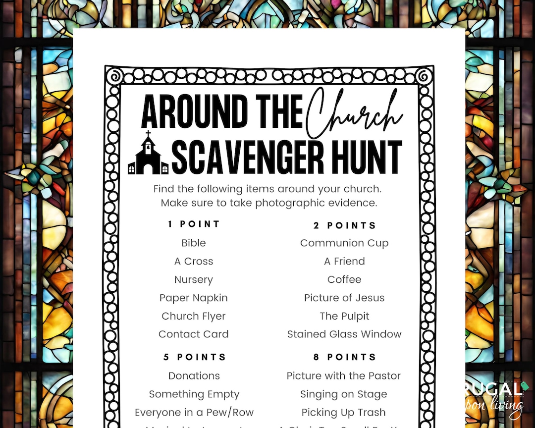 Editable Church Scavenger Hunt Ideas Personalized Church Treasure Hunt