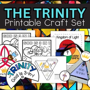 Holy Trinity Craft Set for Kids, God 3-in-1 Sunday School Printable, Christian Father, Son, Holy Spirit Activities, Religious Education