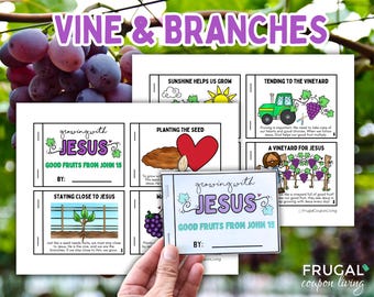 The True Vine Mini Book Craft, Growing with Jesus John 15 Parable of the Grape Vine & Branches Story Booklet Kids' Printable Christian Craft