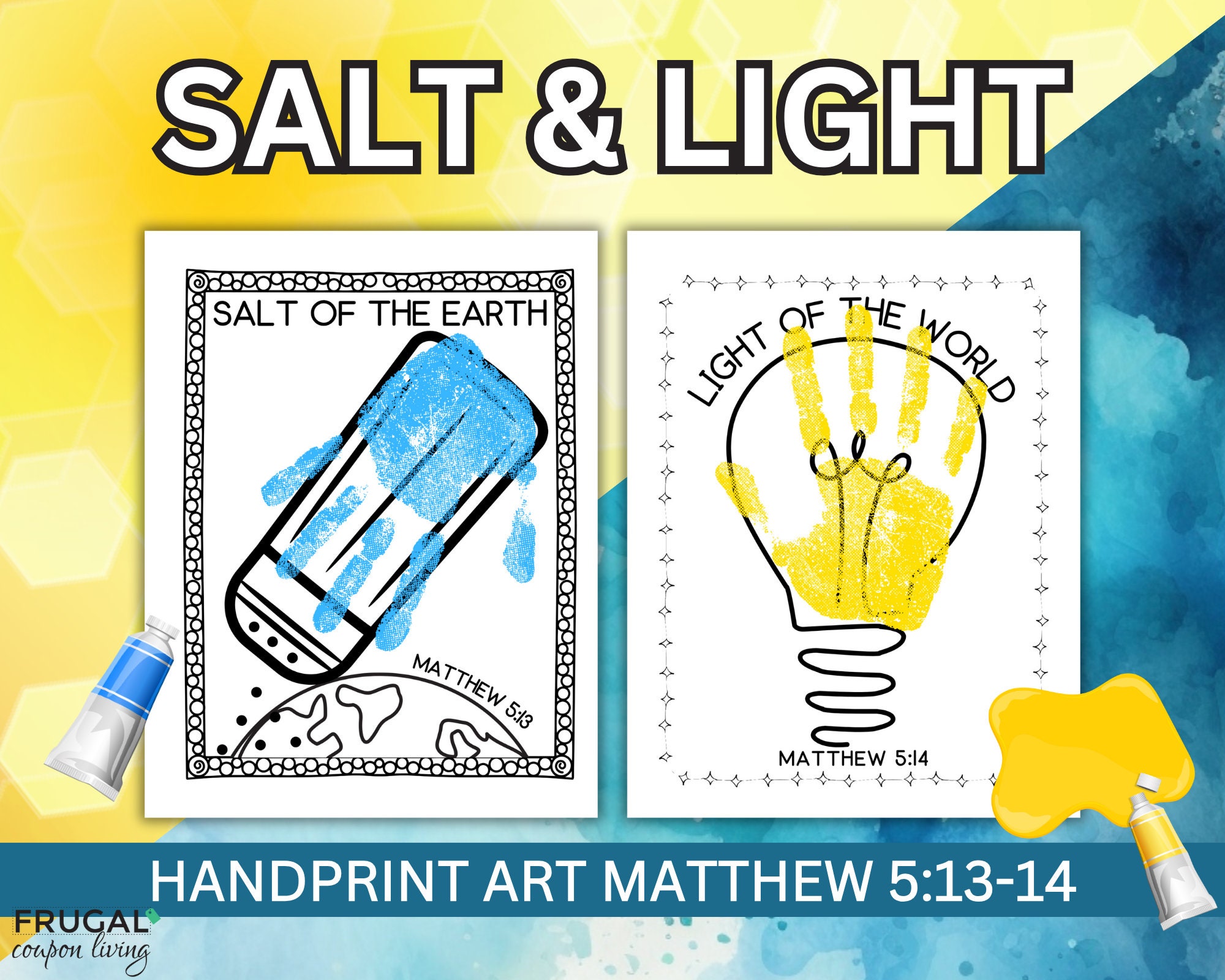 Salt and Light Craft for Kids, Sunday School Handprint Art, Salt of the Earth, Light of the World, Jesus Sermon on the Mount Matthew 5:13-14