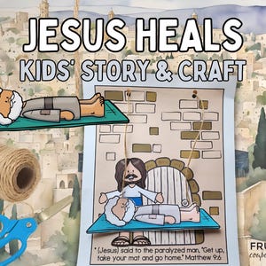 Jesus Heals a Paralyzed Man Craft, Printable Miracles of Jesus Activity for Kids, Children&#39;s Church Jesus Heals the Paralytic Sunday School