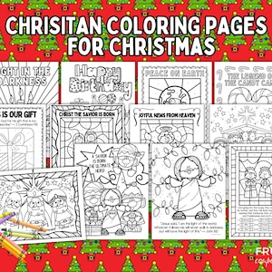 Christian Christmas Coloring Pages, Kids Christmas Sunday School Printable Coloring Sheets, Christmas Bible Verse Church Activity Sheets