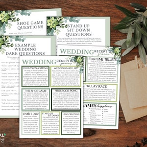 Wedding Reception Games Printable Set | Wedding Games to Play at Reception | The Shoe Game | Mad Libs | Stand Up Sit Down | Digital Download