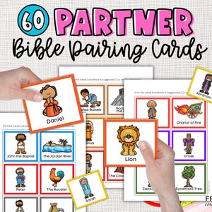 Bible Partner Pairing Cards, Find a Partner Christian Classroom Management, Sunday School Bible Matching Game Activity, DIY Partner-Matching