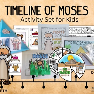 Life of Moses Craft Bundle for Kids, 7 Moses Activity Set Printable - Exodus Plagues, Birth, Commandments, Red Sea, Tabernacle, Bush, Tent
