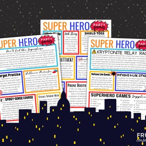 15 Fun Superhero Party Games Birthday Party Activity for Kids Instructions & Supply List Superhero Party Printables Digital Download image 1