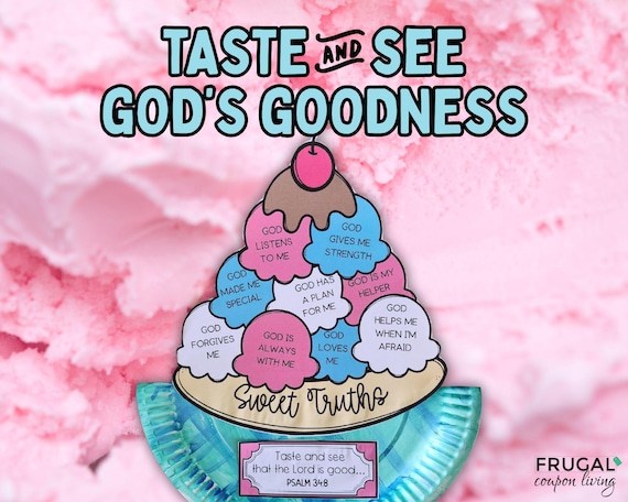 Ice Cream Craft for Kids, Taste & See That the Lord is Good Psalm 34:8, Goodness of God VBS Summer Craft Printable, Sunday School Activity