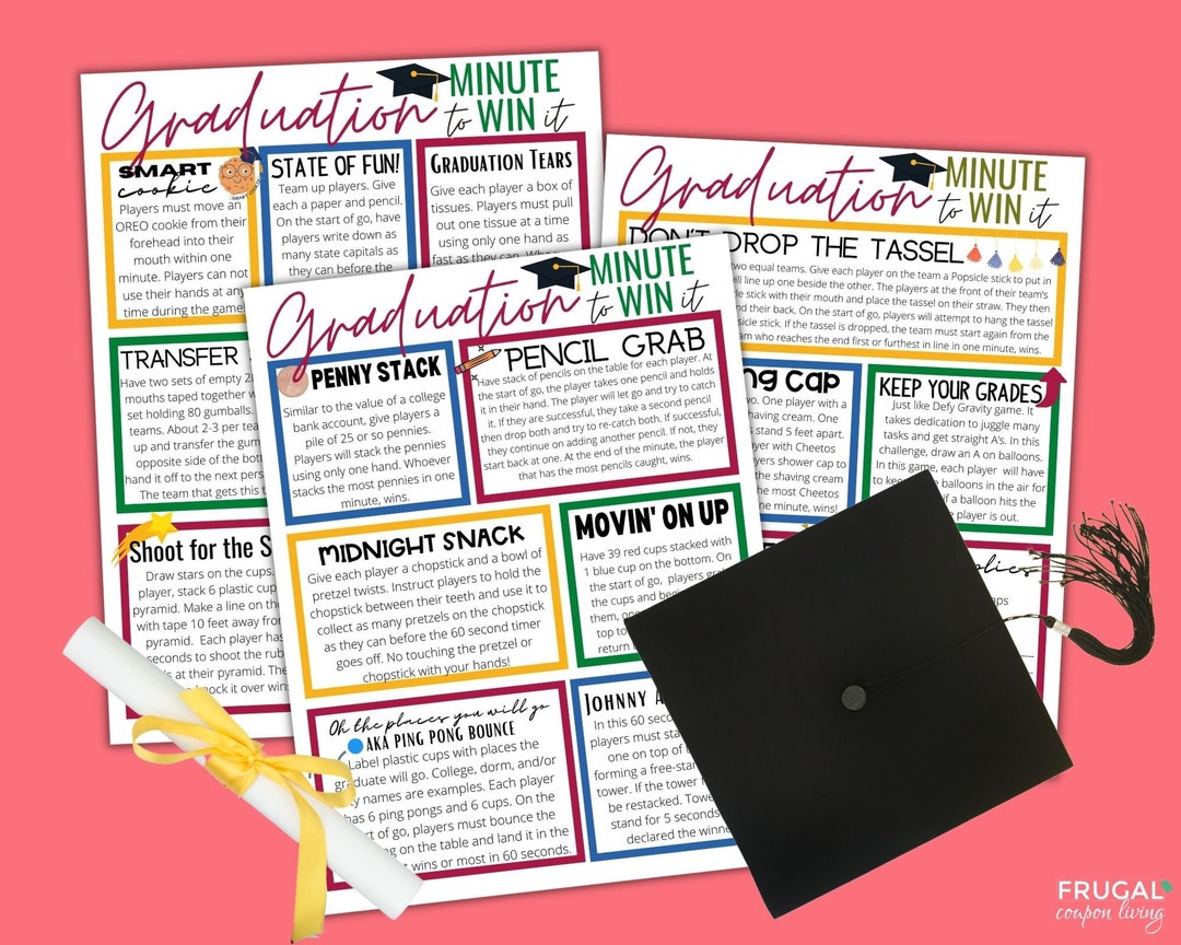 Graduation Party Minute to Win It Games Printable the - Etsy