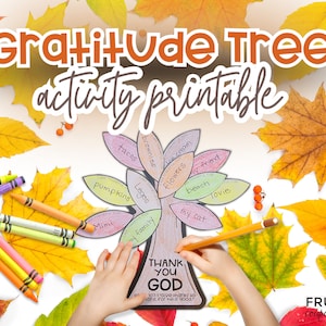 Gratitude Tree Activity for Kids | I Am Thankful for... Thankful Tree Craft for Thanksgiving | Thanksgiving Sunday School Prints Printable