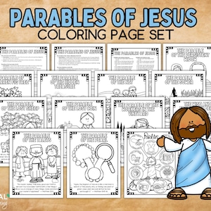 Parables of Jesus Coloring Pages, List of Jesus&#39; 56 Parables in the Bible, New Testament Bible Verse Kids&#39; Coloring Sheets, Gospel Printable