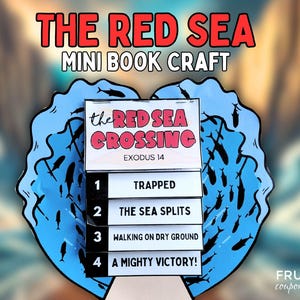 Moses and the Red Sea Craft, Crossing the Red Sea Mini Book Activity Printable, Exodus 14 Moses Parts the Red Sea Bible Story for Kids