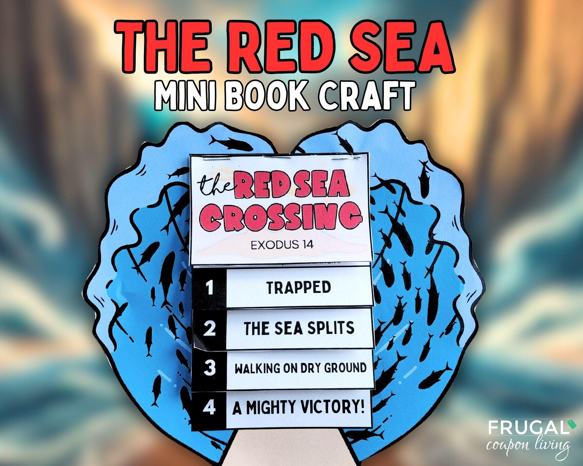 Moses and the Red Sea Craft, Crossing the Red Sea Mini Book Activity Printable, Exodus 14 Moses Parts the Red Sea Bible Story for Kids