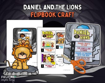 Daniel and the Lions Craft for Kids, Daniel in the Lions' Den Bible Story Flipbook & Coloring Page, Daniel 6 Sunday School Printable Set