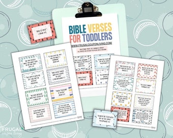 Memory Bible Verse Cards for Toddlers Printable | 20 Best Bible Verses for Children | Digital Easy-to-Read Scripture Card Set Download PDF