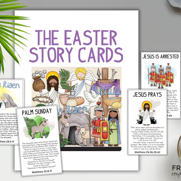 Easter Story Cards Printable | Sunday School Easter Prints | Easter Printable Activity for Kids | Easter Craft Resurrection Holy Week Lesson