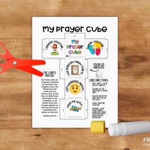 Prayer Cube Printable Kids' Sunday School Lord's Prayer Sunday School Coloring Sheet Craft Children's Activities Sunday School Lesson image 3