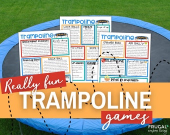 Trampoline Games for Kids, Printable Group Games to Play on the Trampoline, 16 Fun Backyard Games & Activities with Directions + Supply List
