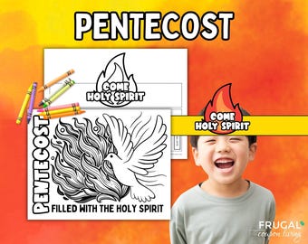 Pentecost Paper Crown Craft & Coloring Page for Kids, Pentecost Hat For Kids, Holy Spirit Coloring Pentecost Activity, Pentecost Headband
