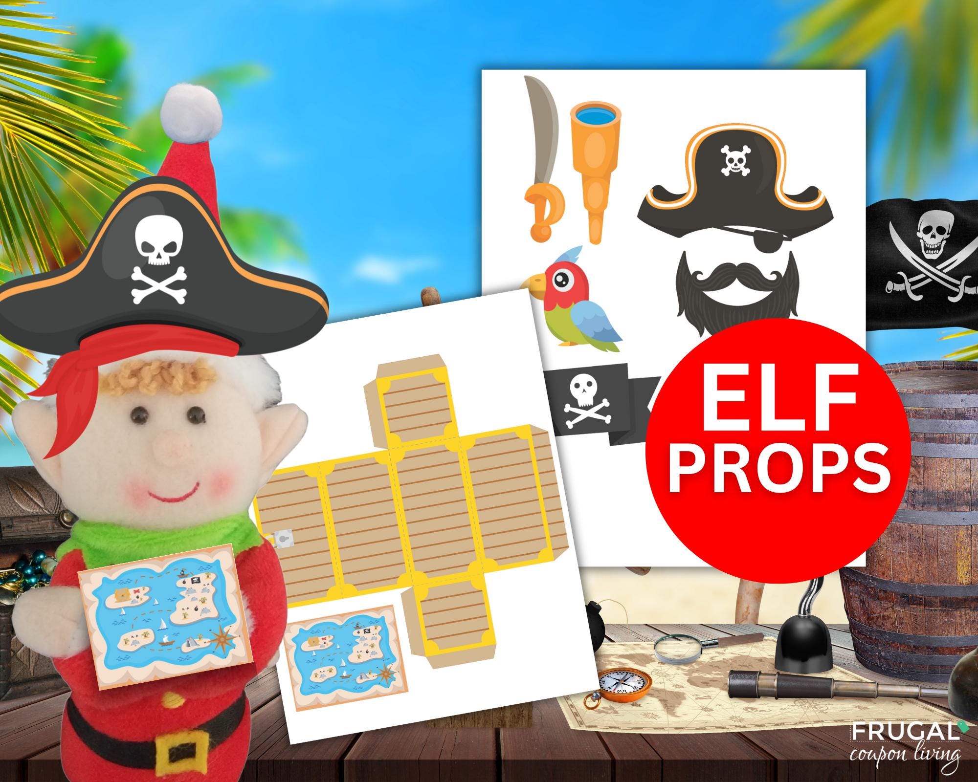 Elf Pirate Prop Printable, Indoor Christmas Treasure Hunt With 10 ...