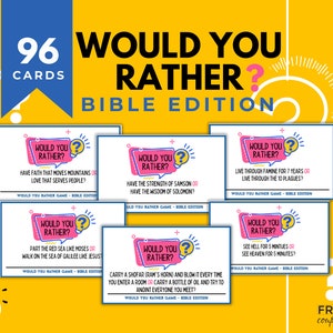 Bible Would You Rather Game Cards | Ice Breaker Christian Game for Youth | This or That Printable Sunday School Worksheet