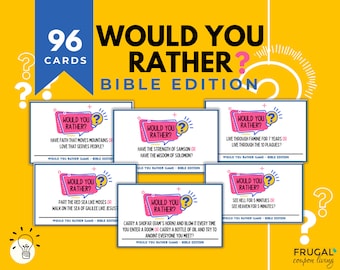 Bible Would You Rather Game Cards | Ice Breaker Christian Game for Youth | This or That Printable Sunday School Worksheet