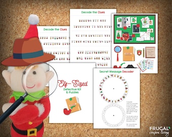 Elf Detective Props Printable, DIY Elf Secret Agent Elf Set, Elf-sized Detective Accessories with Printable Spy Decoder Wheel for Christmas
