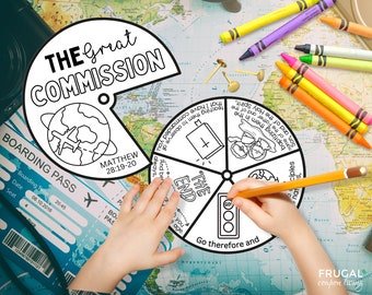 The Great Commission Coloring Wheel - Printable Bible Activity for Sunday School | Matthew 28:19-20 Color Wheel | Kids' Bible Verse Craft