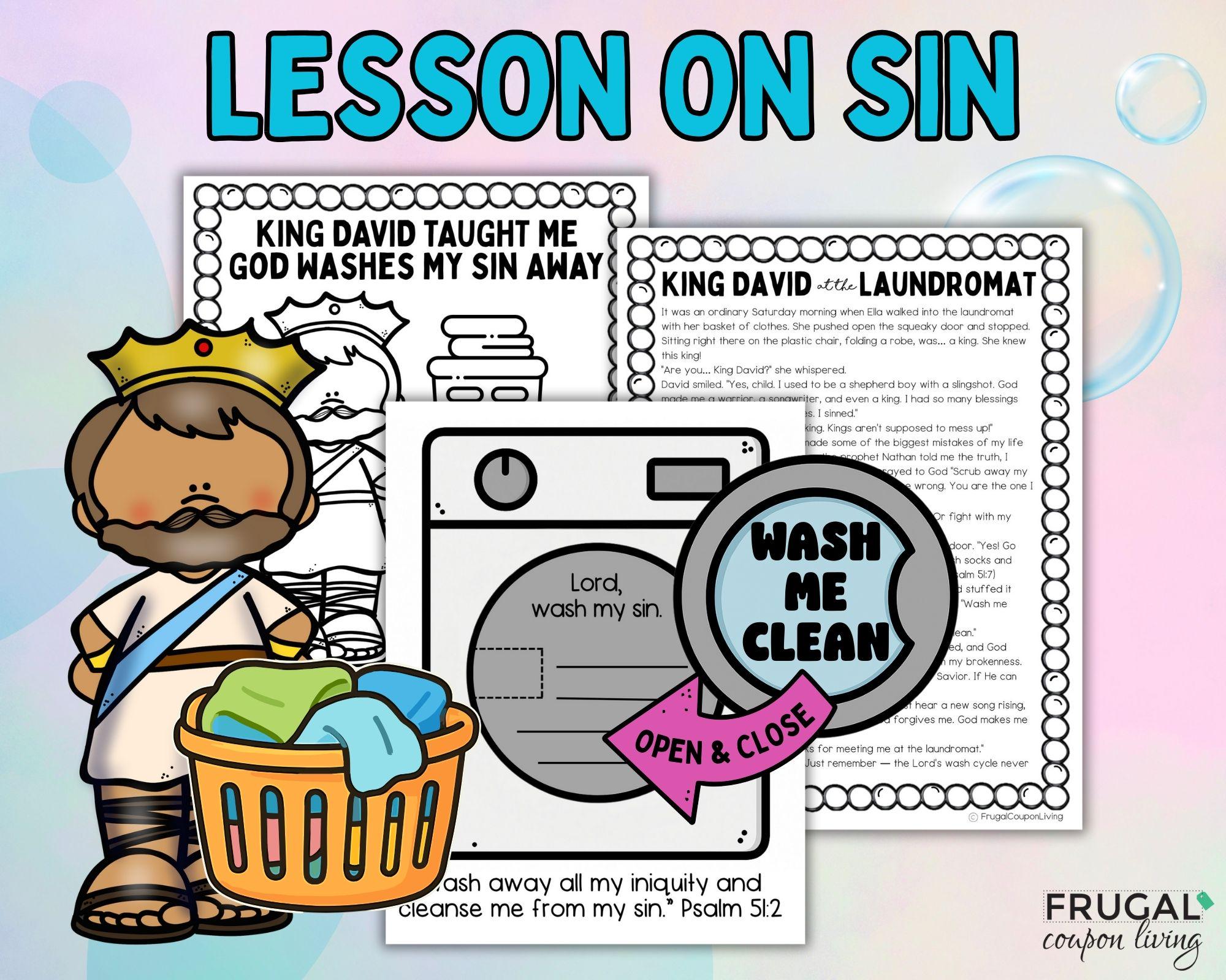 Sin Craft Activity for Kids, King David Washing Machine Template ...