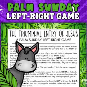 Palm Sunday Left-Right Game Printable, Bible Story of Jesus Triumphal Entry into Jerusalem, Palm Sunday Activity, Gift Exchange for All Ages