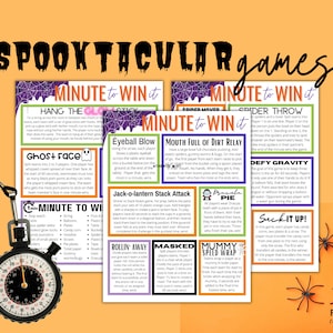 Halloween Minute to Win it Games | 16 Spooktacular Halloween Party Games PDF | 60-Second Challenge Best Halloween Games Printable