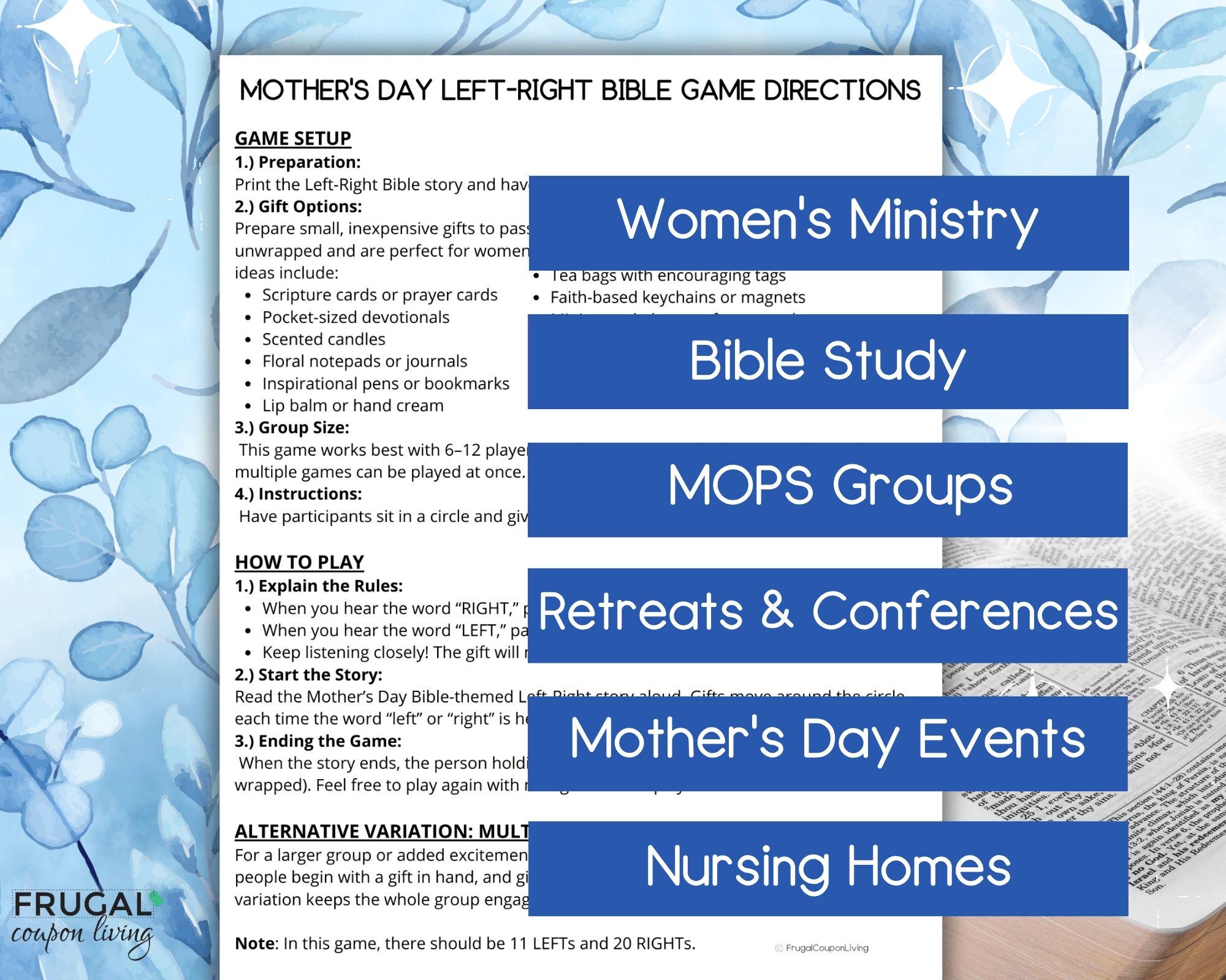 Moms of the Bible Left Right Game for Mother's Day, God Gave Us Moms ...