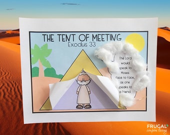 Tent of Meeting Moses Craft Printable & Tabernacle Coloring Page, Traveling Tabernacle Model Exodus 33 Sunday School Lesson Activity for Kid