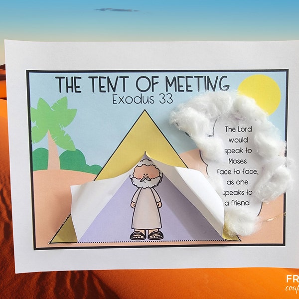 Tent of Meeting Moses Craft Printable & Tabernacle Coloring Page, Traveling Tabernacle Model Exodus 33 Sunday School Lesson Activity for Kid