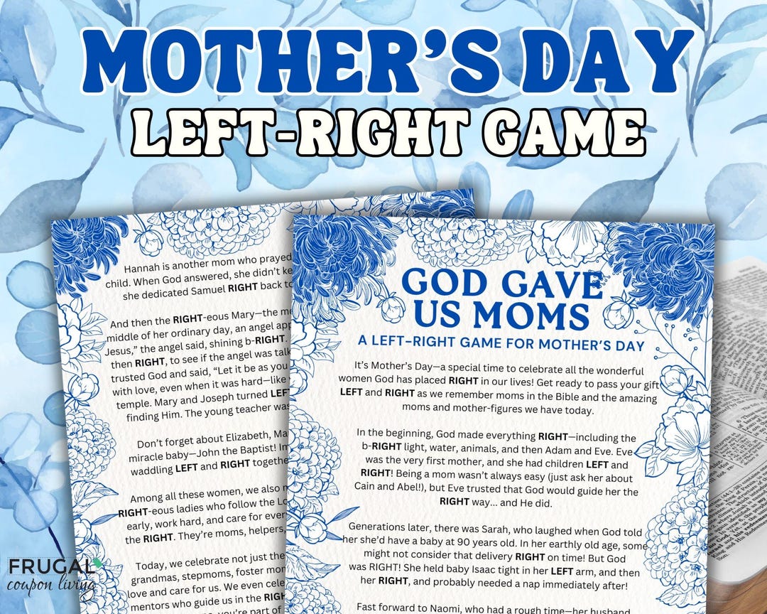 Moms of the Bible Left Right Game for Mother's Day, God Gave Us Moms ...